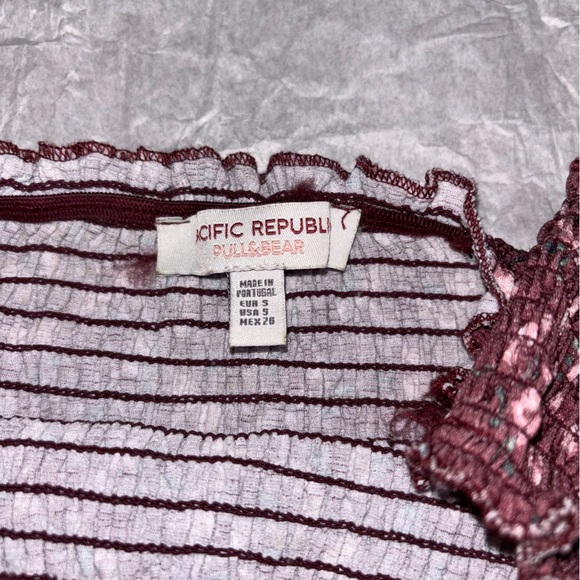 Pull&Bear Pink Floral Cropped Top XS/S - Picture 2 of 3